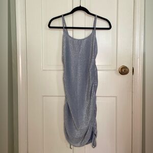 Kendall & Kylie Silver Sparkly Ruched Mini Dress - Size Small